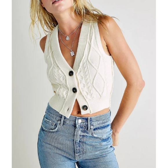 --X-- Free People Denson Cable Vest Top - Picture 2 of 11